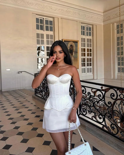 Aimishang Pretty Strapless Sweetheart Neck Sleeveless Short Birthday Party Dress Stylish Homecoming Dress