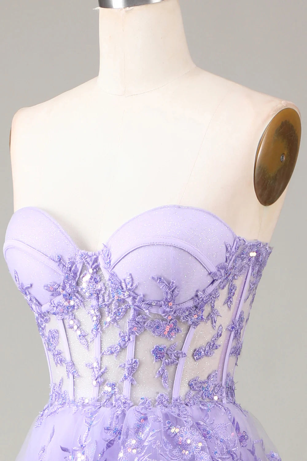 Aimishang Princess A-Line Strapless Sweetheart Tiered Long Formal Prom Dress Purple / Light Blue Lovely Evening Party Dress