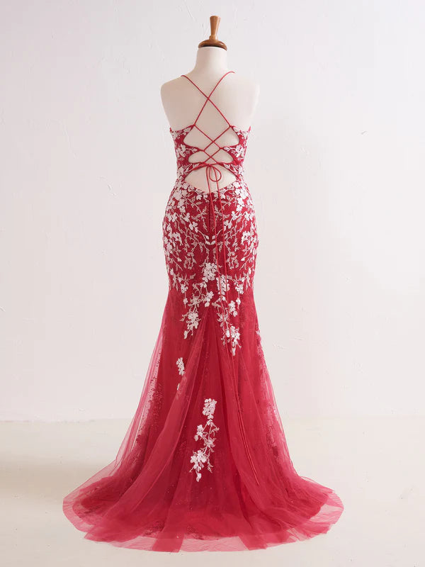 Wholesale Mermaid V Neck Long Prom Dress with Appliques Beading Evening Dress