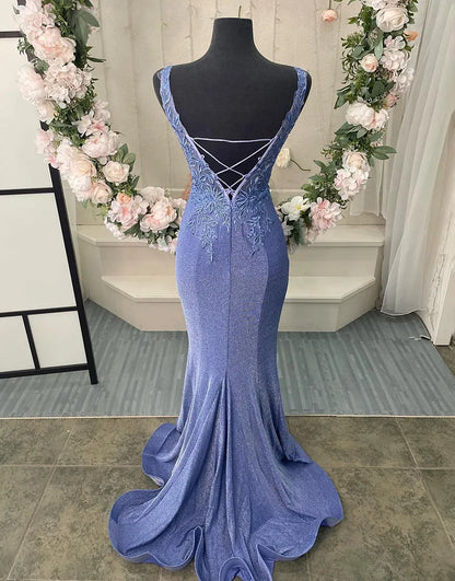 Wholesale V-Neck Corset Back Prom Dress With Appliques