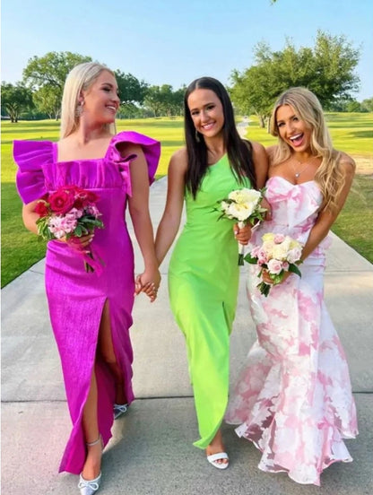 Aimishang Elegant Dresses Evening Wear Strapless Pink Mermaid Floral Printed Prom Dress Sweet Party Dress Prom Dresses Stores