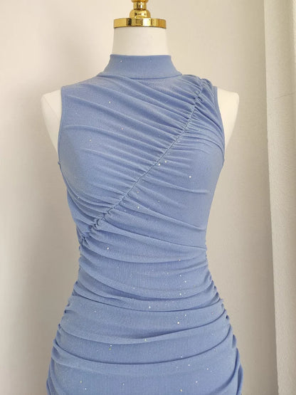 Aimishang Elegant Sheath High Neckline Ruffles Vacation Dresses Lovely Homecoming Dress Charming Graduation Dress Cute Birthday Party Dress