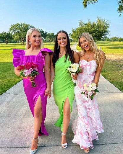 Aimishang Elegant Dresses Evening Wear Strapless Pink Mermaid Floral Printed Prom Dress Sweet Party Dress Prom Dresses Stores