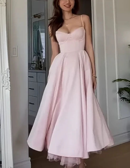 Aimishang Women's Sleeveless Midi Dress Pink Evening Gown Elegant Formal Party Dress