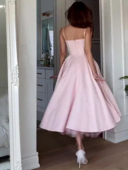 Aimishang Women's Sleeveless Midi Dress Pink Evening Gown Elegant Formal Party Dress