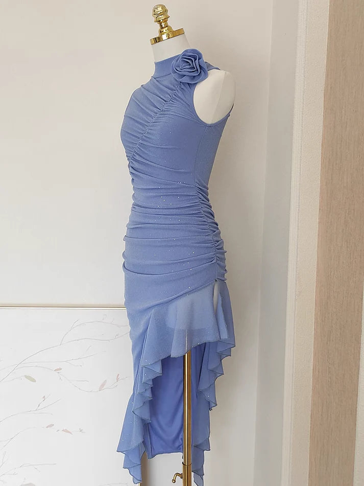 Aimishang Elegant Sheath High Neckline Ruffles Vacation Dresses Lovely Homecoming Dress Charming Graduation Dress Cute Birthday Party Dress