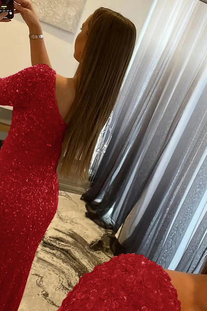 Wholesale Prom Dress Mermaid Glitter One-Shoulder With Sequins