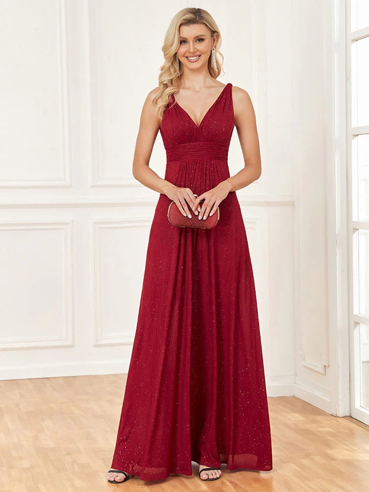 Wholesale Prom Dresses Long V-Neck Sleeveless Simple Elegant