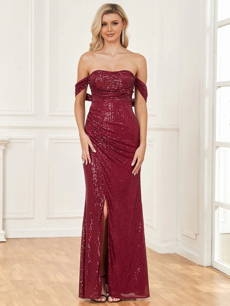 Wholesale Mermaid Prom Dresses Sequin Sexy Off-the-Shoulder Backless