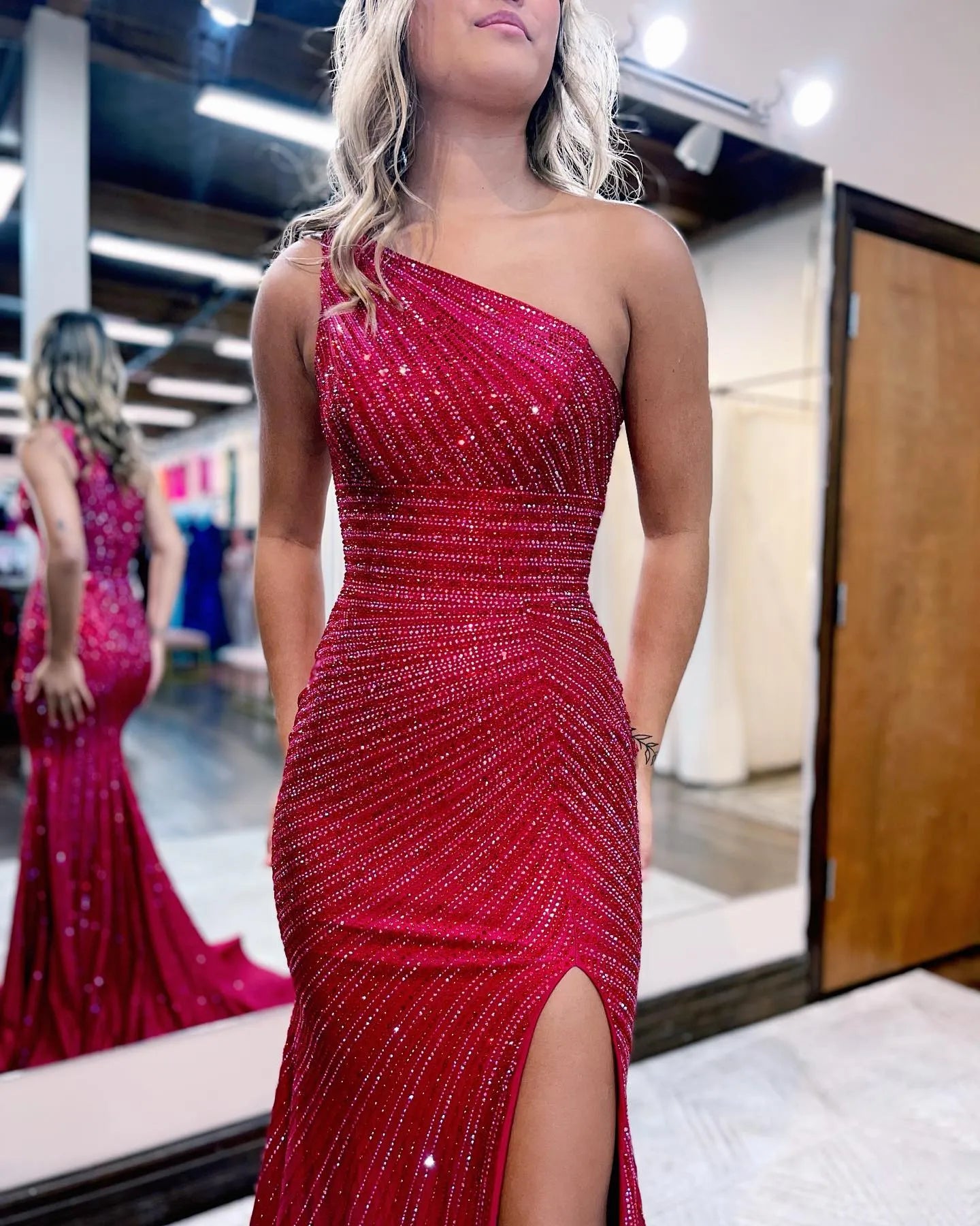 Wholesale Mermaid One Shoulder Prom Dress With Split