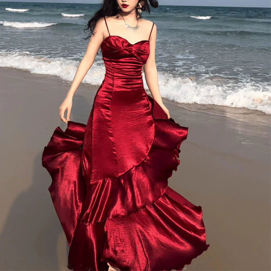 Aimishang Elegant Spaghetti Straps Long Prom Dress Charming Evening Party Dress Women's Dresses