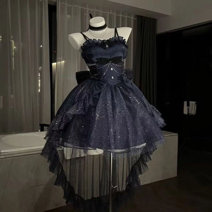 Aimishang Retro Purple Ball Gown Spaghetti Straps Homecoming Dress Chic Birthday Party Dress With Bow