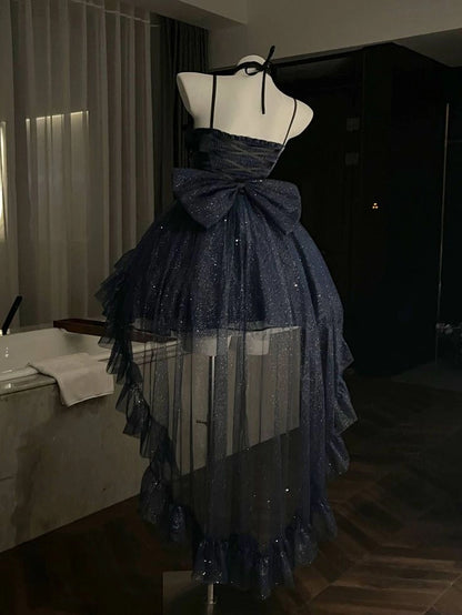 Aimishang Retro Purple Ball Gown Spaghetti Straps Homecoming Dress Chic Birthday Party Dress With Bow
