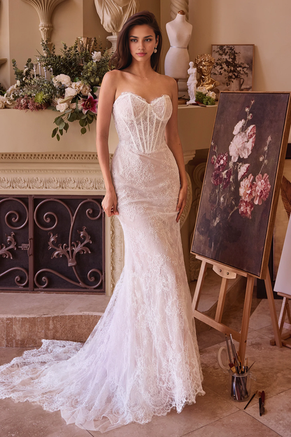 Aimishang Romantic Mermaid Strapless Long Wedding Dresses Lace Overskirt Elegant Bridal Gown