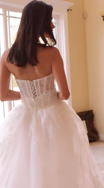 Aimishang Romantic Mermaid Strapless Long Wedding Dresses Lace Overskirt Elegant Bridal Gown
