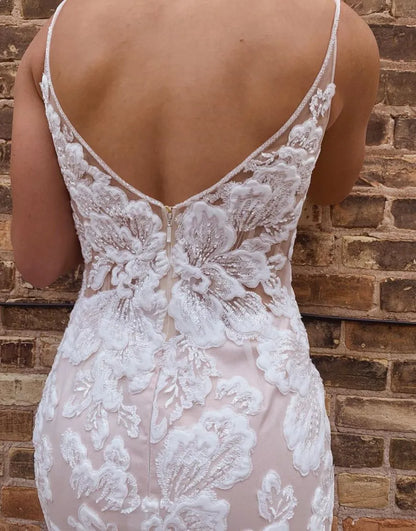 Aimishang Romantic Wedding Dress Mermaid Spaghetti Straps Chapel Train Bridal Gown With Appliques