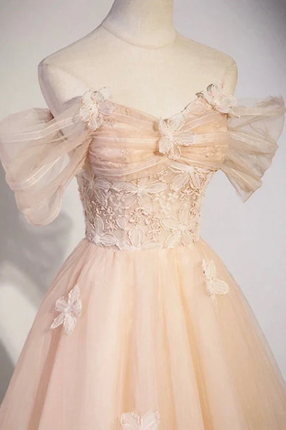 Aimishang Cute Flowers Evening Dress Tulle Long Formal Dresses, Off Shoulder Evening Dresses