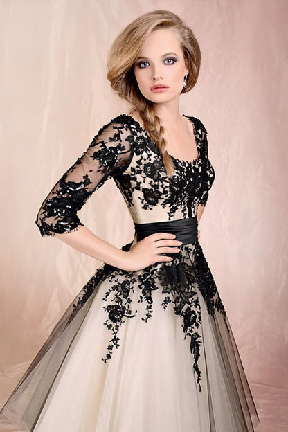 Wholesale Formal Dresses Ball Gown Half Sleeve Tea Length With Applique And Ribbon