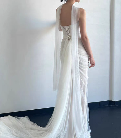 Aimishang Fashion Mermaid Strapless Sleeveless Long Formal Prom Dress Elegant Evening Party Gown Charming Wedding Dress