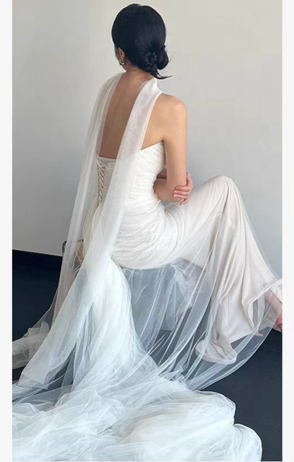 Aimishang Fashion Mermaid Strapless Sleeveless Long Formal Prom Dress Elegant Evening Party Gown Charming Wedding Dress