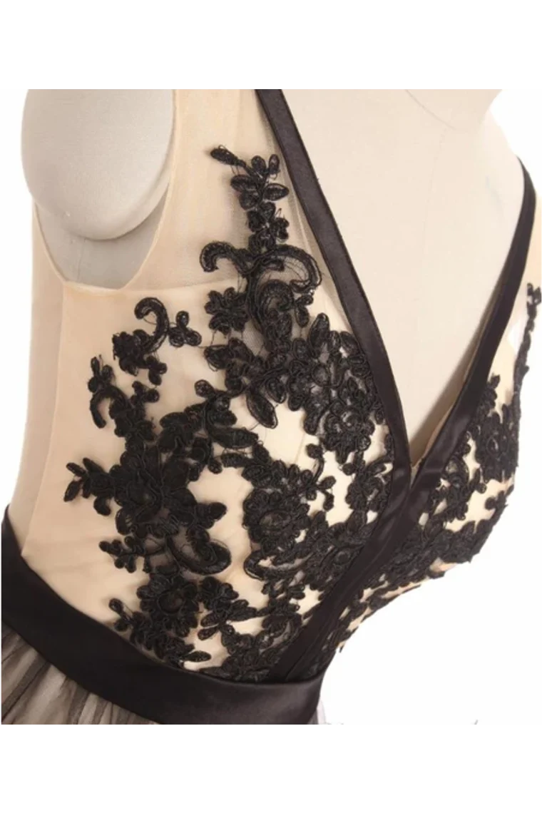 Aimishang A Line Homecoming Dresses See Through Black Lace Short Dresses V Neck