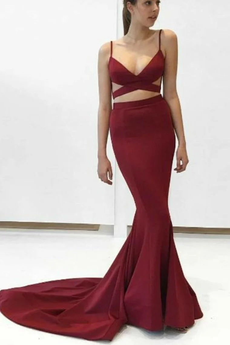 Wholesale Prom Dresses Sexy Spaghetti Straps Mermaid Sheath Simple