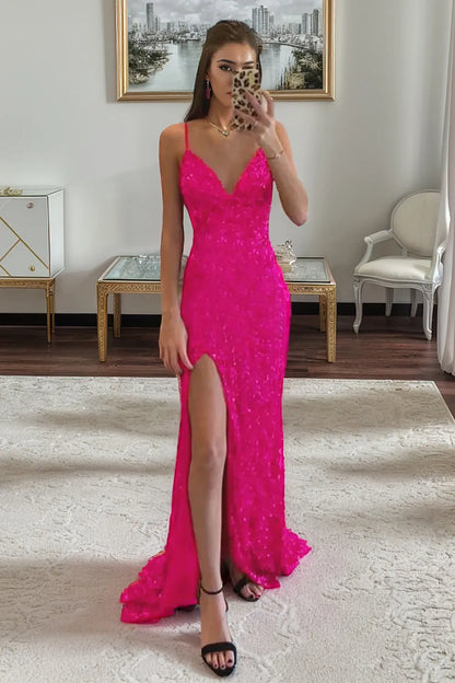 Wholesale Prom Dress Sexy Glitter V Neck Spaghetti Straps With Sequins