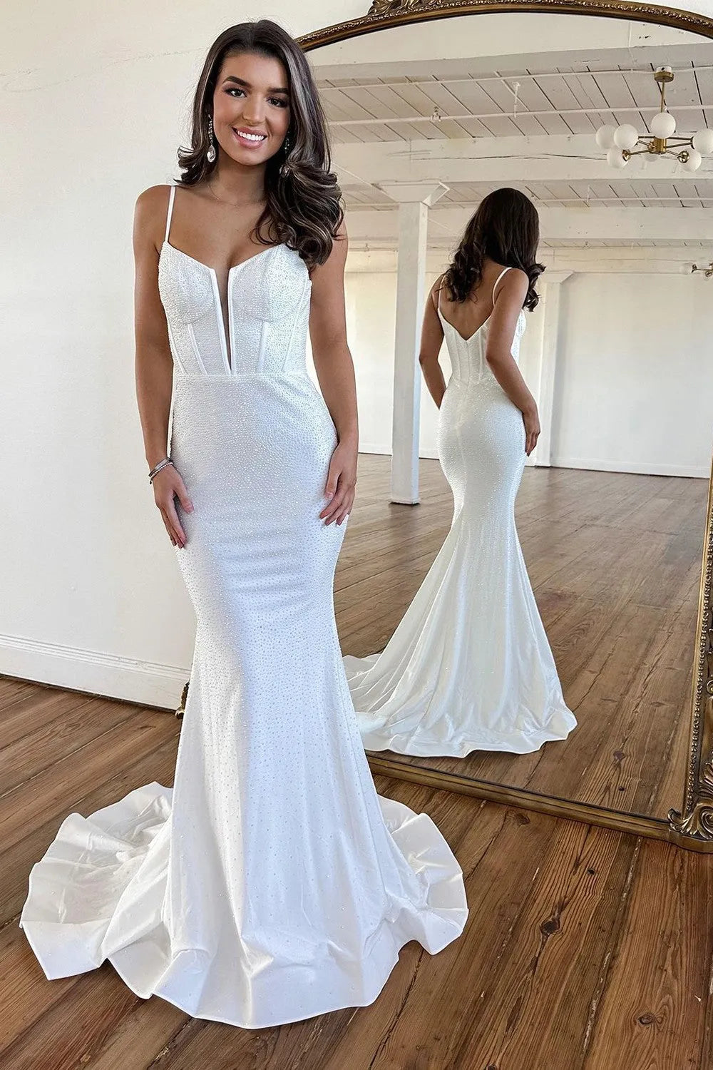 Wholesale Prom Dress Sexy Spaghetti Straps Long Glitter