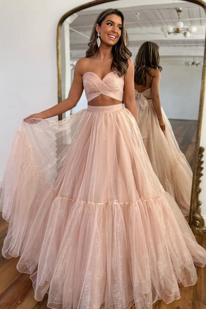 Aimishang Prom Dress A-Line Sweetheart Tulle With Detachable Sleeves