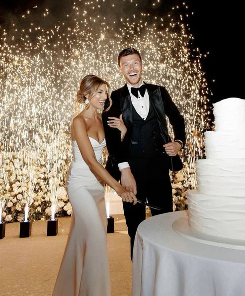 Aimishang Sexy Mermaid Wedding Dress Satin Gowns Sweetheart Pleats Silt Long Formal Bridal Gown