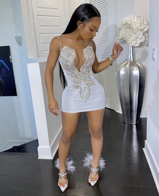 Aimishang Sexy Sheath Sleeveless Homecoming Dress Short Prom Dress Charming Birthday Party Dress Mini Dress