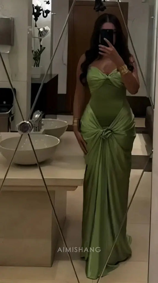 Aimishang Sexy Sweetheart Strapless Sleeveless Green Formal Prom Dress Elegant Party Evening Gowns Charming Wedding Guest Dress