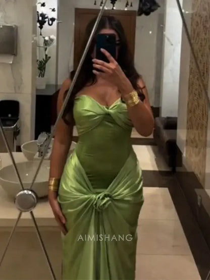Aimishang Sexy Sweetheart Strapless Sleeveless Green Formal Prom Dress Elegant Party Evening Gowns Charming Wedding Guest Dress