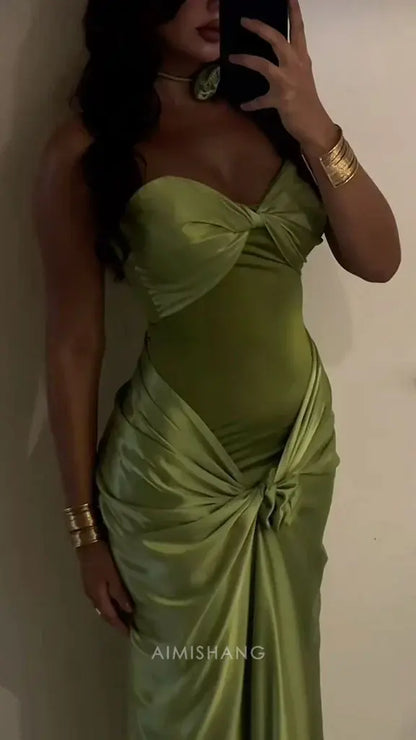 Aimishang Sexy Sweetheart Strapless Sleeveless Green Formal Prom Dress Elegant Party Evening Gowns Charming Wedding Guest Dress
