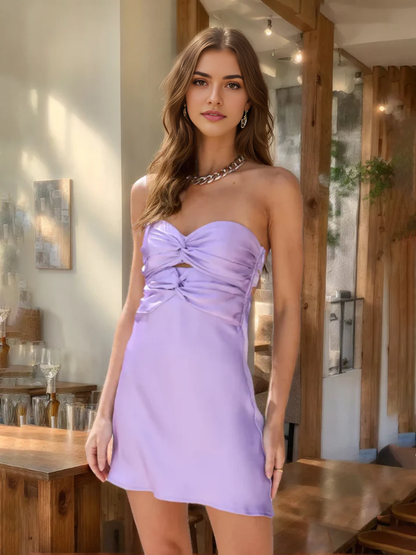 Aimishang Sheath Strapless Sweetheart Keyhole Lace-Up Pleated Short Homecoming Dress Simple Graduation Dress Lovely Birthday Party Dress Mini Dress