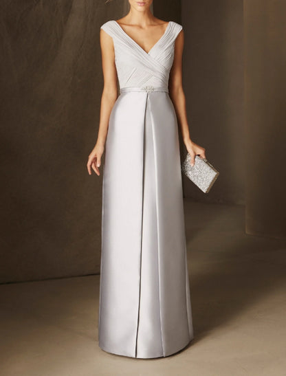 Aimishang Sheath / Column Evening Gown Elegant Long Prom Dress Wedding Guest Formal Evening Sleeveless V Neck Mother of the Bride Dresses with Beading