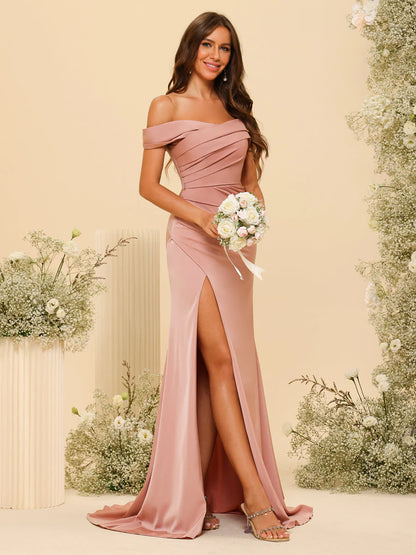 Aimishang Sheath Off-The-Shoulder Long Prom Dresses Elegant Bridesmaid Dresses With Split Side