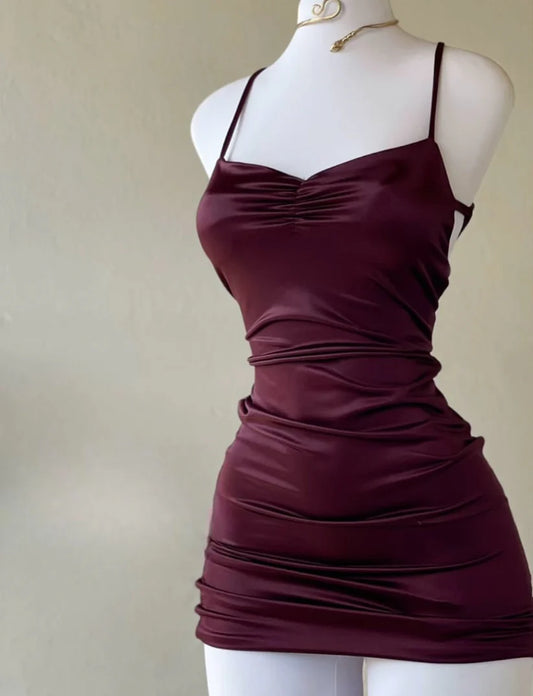 Aimishang Sheath Spaghetti Straps Backless Homecoming Dress Short Cocktail Dress Simple Mini Party Dress