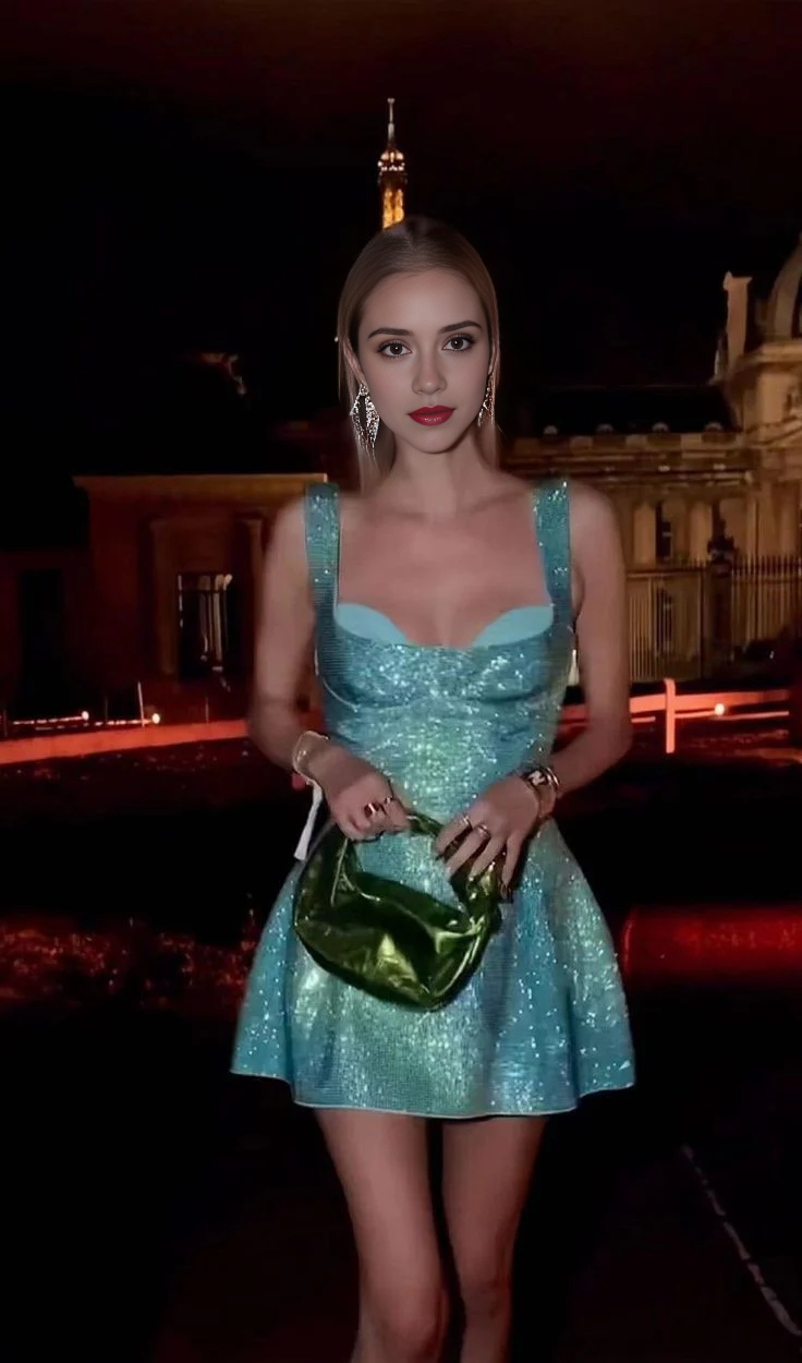 Aimishang Shiny A Line Straps Homecoming Dress Short Graduation Dress Lovely Birthday Party Dress Mini Dress