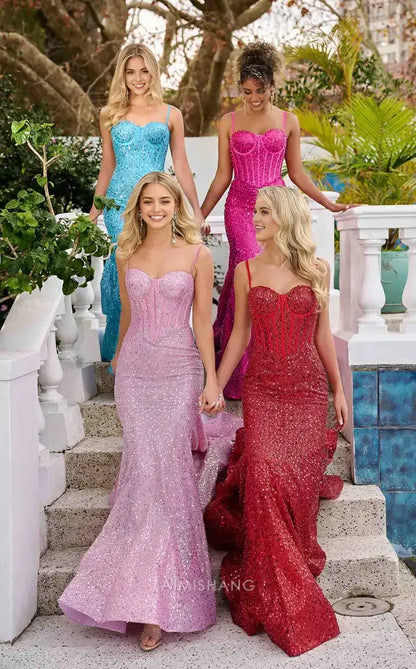 Aimishang Shiny Mermaid Sweetheart Spaghetti Straps Sleeveless Party Evening Gowns Charming Graduation Dress Elegant Long Prom Dress
