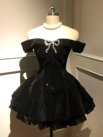 Aimishang Shiny A Line Off the Shoulder Short Graduation Party Dress Pretty Birthday Homecoming Dress