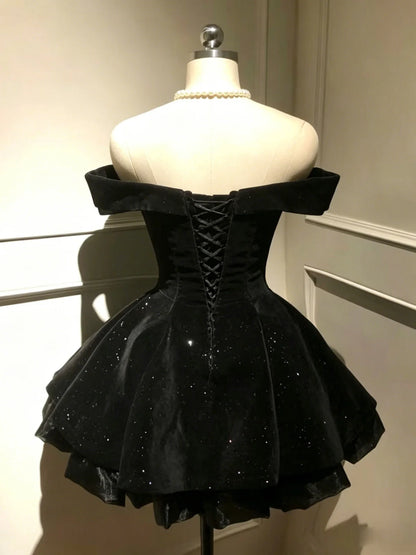 Aimishang Shiny A Line Off the Shoulder Short Graduation Party Dress Pretty Birthday Homecoming Dress