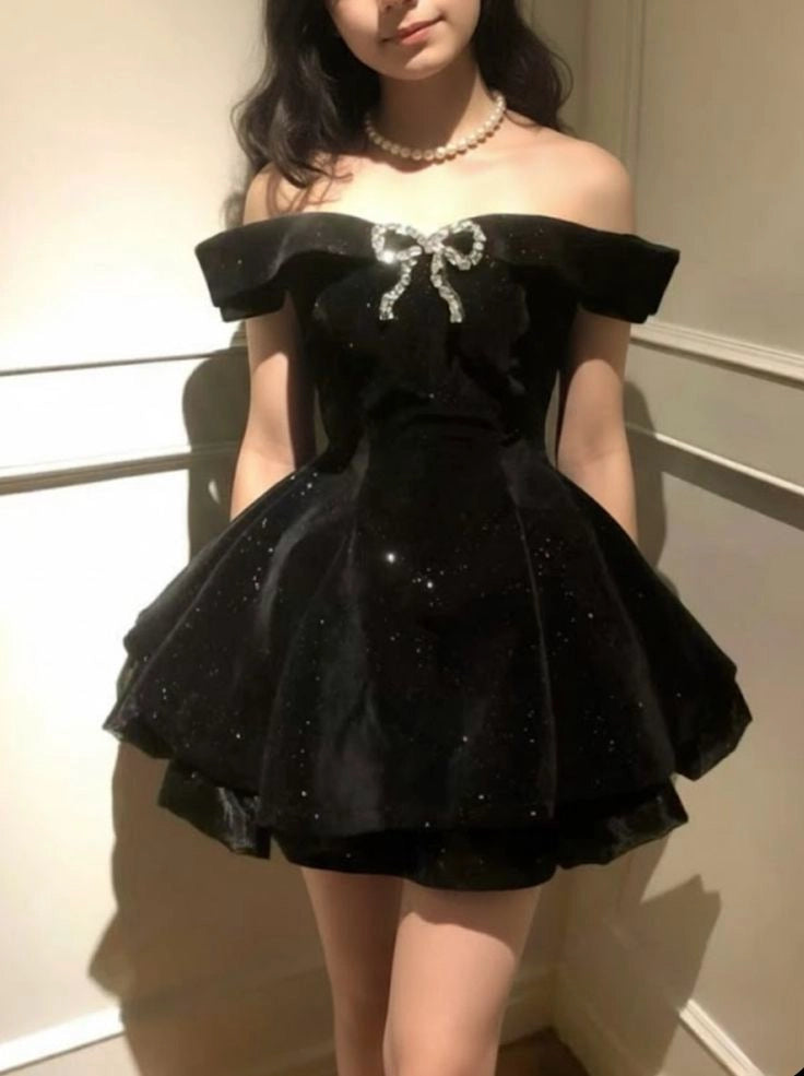 Aimishang Shiny A Line Off the Shoulder Short Graduation Party Dress Pretty Birthday Homecoming Dress