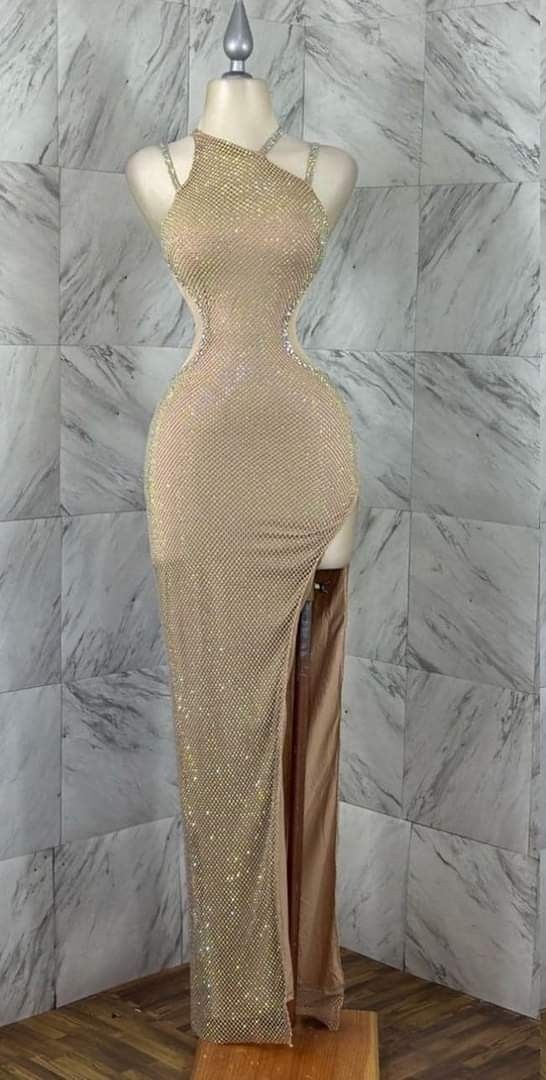 Aimishang Shiny Sheath Sleeveless Long Formal Prom Dress Fashion Evening Party Dress With Slit
