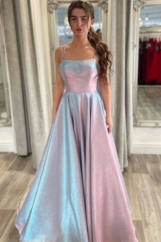 Wholesale Sexy Evening Dresses A Line V Neck Satin Open Back Long Prom Dresses