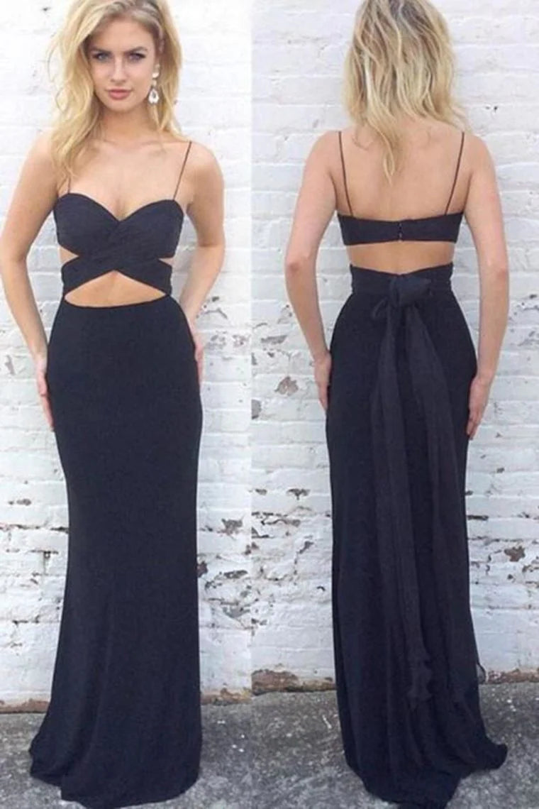 Wholesale Evening Dresses Simple Spaghetti Straps Long Sheath Prom Dresses