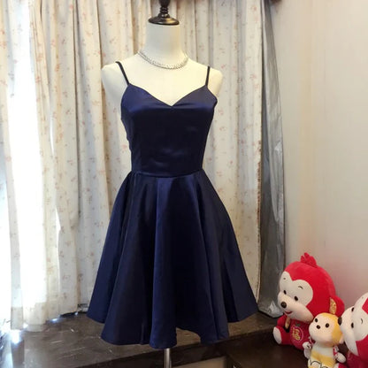 Aimishang Simple A-line V-neck Spaghetti Straps Homecoming Dress Sweet Short Graduation Dress Cute Birthday Party Dress