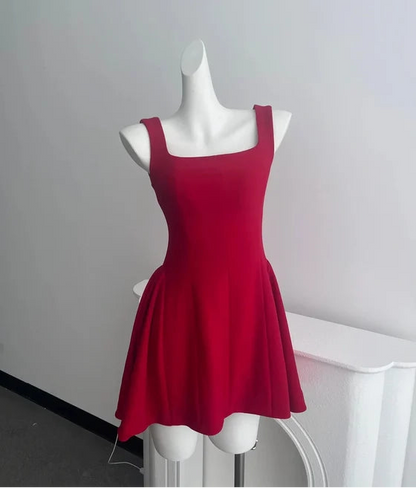 Aimishang Simple Square Neck A Line Sleeveless Summer Short Homecoming Dress For Girls