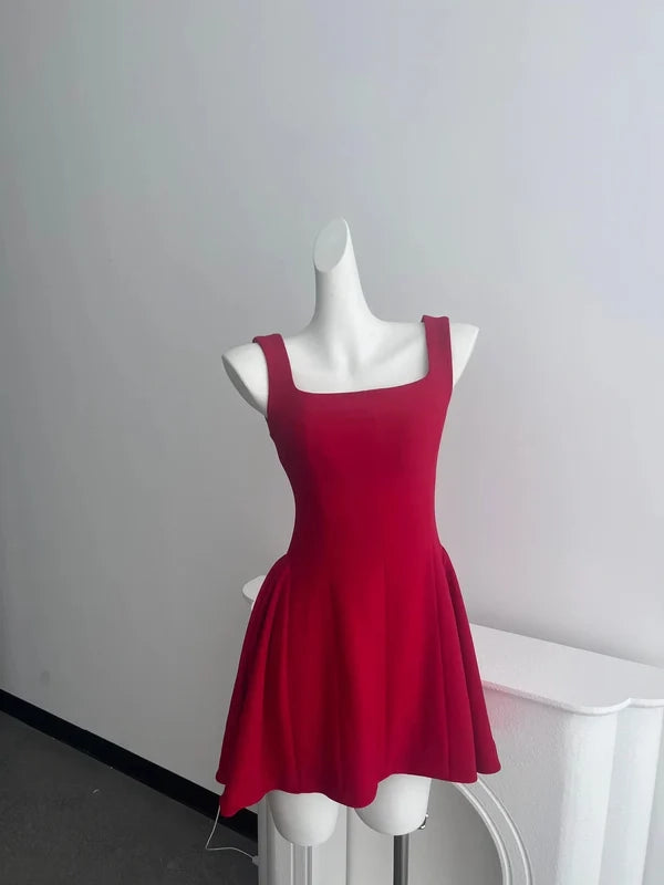 Aimishang Simple Square Neck A Line Sleeveless Summer Short Homecoming Dress For Girls