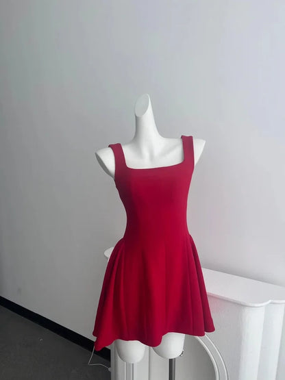 Aimishang Simple Square Neck A Line Sleeveless Summer Short Homecoming Dress For Girls